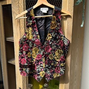 Vintage Wet Seal Floral Velvet Vest
